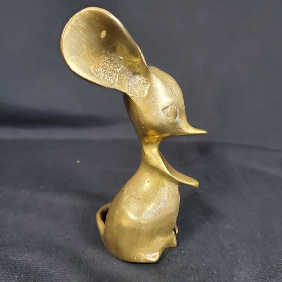 Whimsical Brass Mouse Vintage Solid Brass Animal Figurine Mid Century Retro Deco - Picture 4 of 16